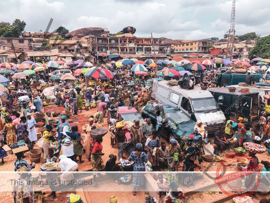 Open air market where most youths engage in small businesses to curb unemployment rate in Africa 